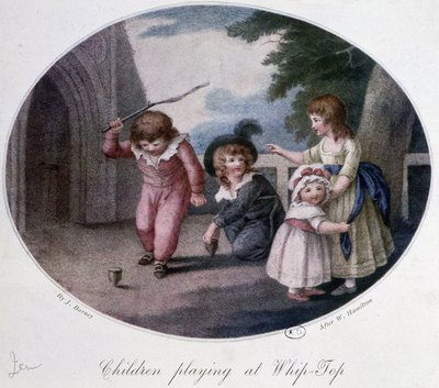 Børn leger toppen - tegning af French School