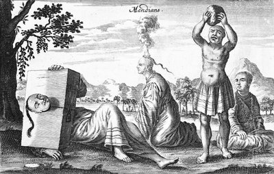 Kinesiske Mendians udfører selvforskyldende handlinger, 1664 af French School