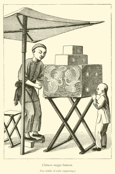 Kinesisk magisk lanterne (gravering) af French School