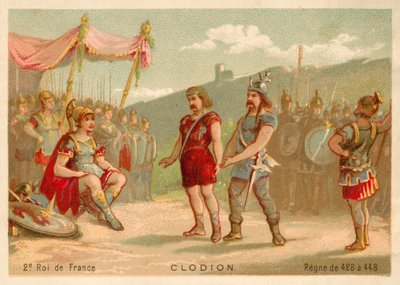 Chlodio, konge af de saliske frankere (chromolitho) af French School