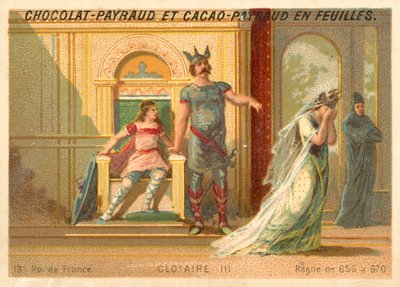 Chlothar III, frankisk konge af Neustrien og Bourgogne (chromolitho) af French School