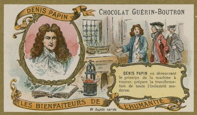 Chokolade Guerin-Boutron handelskort, Denis Papin af French School