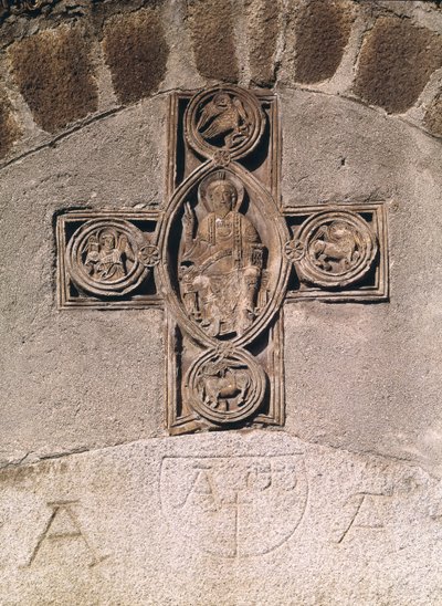 Kristus i majestæt med symboler på evangelisterne, 9.-10. århundrede af French School