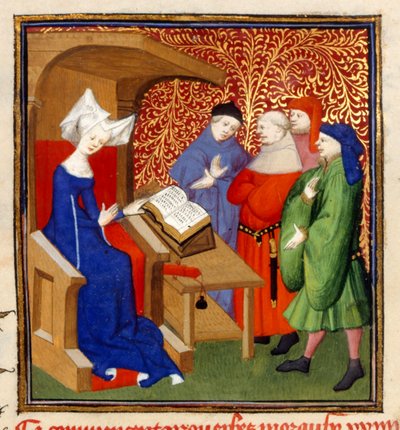 Christine instruerende, MS Harley 4431, f.259v, Frankrig, c.1410-14 (farve på pergament) af French School
