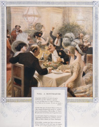Jul på Montmartre, juleaftensmiddag i en luksuriøs restaurant, ca. 1900 af French School