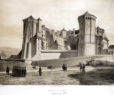 Slottet Saumur (Maine et Loire) - litografi af French School