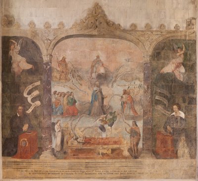 Kirke (Sankt Johannes Døberens Kirke). Indre. Kapel Saint-Fursy. Vægmalerier. Forherligelsen af ​​Maria (fresko kendt som den gode død). Begynd det 17. århundrede. af French School