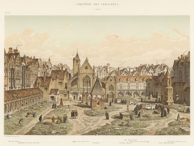 De uskyldiges kirkegård, 1550 af French School