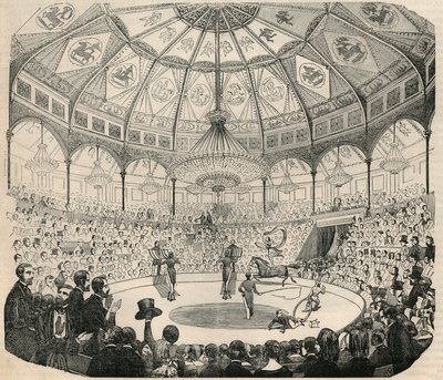 Cirque national des Champs Elysees i det 19. århundrede - Indgravering i "Tableau-de-Paris" af Edmond Texier 1852 af French School
