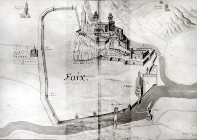 Byen Foix, fra Grand Atlas, begyndelsen af det 17. århundrede (wc på papir) af French School