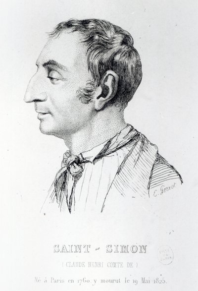 Claude Henri de Rouvroy, greve af Saint-Simon, graveret af Perrot (1800-tallet) af French School