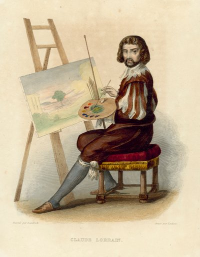 Claude Lorrain (farvet gravering) af French School