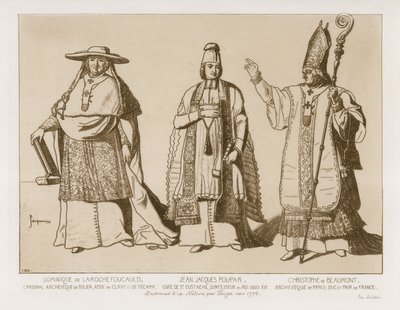 Præstedragt, tegninger efter kunstværk af Touzee, ca. 1776 af French School