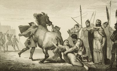 Clotaire II (584-629) ved henrettelse af dronning Brunhilda (d.613) fra 