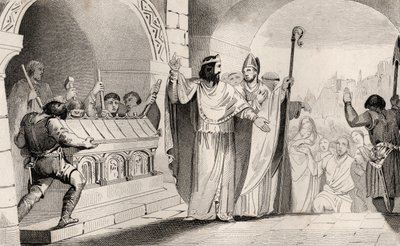 Clovis II (635-57) Sælger sølv og guld fra helligdommen for at brødføde de fattige, fra 