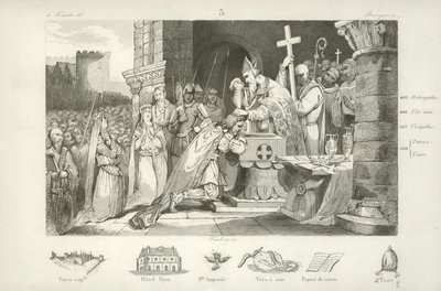Clovis I, Merovingian King of the Franks  af French School