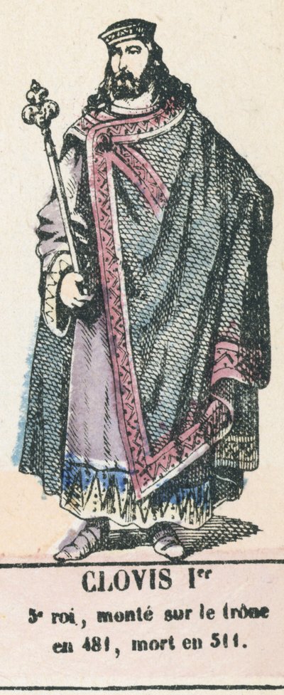 Clovis I, 5. konge, besteg tronen i 481, døde i 511 (farvet indgravering) af French School