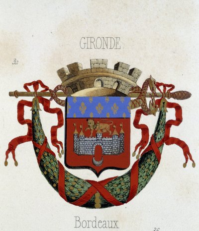 Våbenskjold fra byen Bordeaux - i "" Armorial National de France"", af H. Traversier, Paris af French School