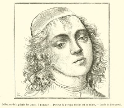 Samling af Uffizi-galleriet, Firenze, Portræt af Perugin (gravering) af French School