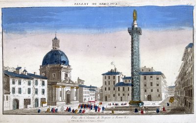 Søjlevisning af Trajan (Trajane-søjlen) (Colonna Traiana) i Rom - gravering af French School