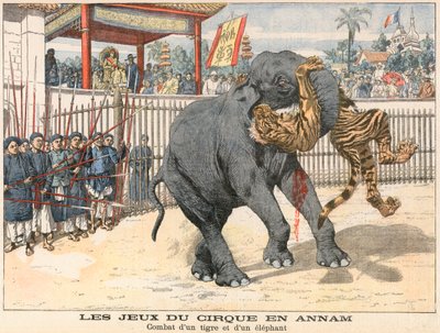 Kamp mellem en tiger og en elefant af French School