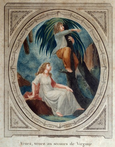 Kom nu, hjælp Virginia. Illustration til romanen "Paul and Virginie" af Bernardin de Saint Pierre (1737-1814). Stik fra 1790. La Rochelle, New World Museum af French School