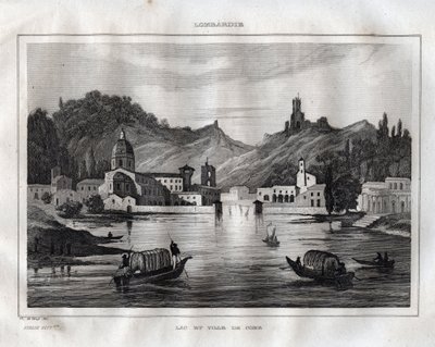 Como - Comosøen - Lake Come - Indgravering fra "" Det maleriske Italien"" af M. de Norvins, Ch. Nodier 1834-1836. af French School