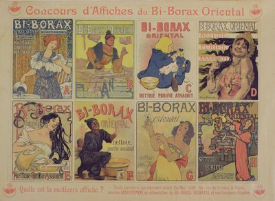 Konkurrence om bedste plakat, der reklamerer for det franske rengøringsmiddel Bi-Borax Oriental, 1898 af French School