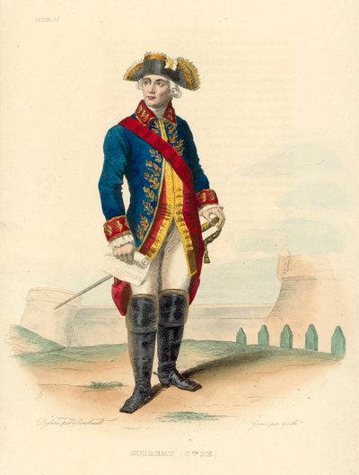 Comte de Guibert (farvet gravering) af French School