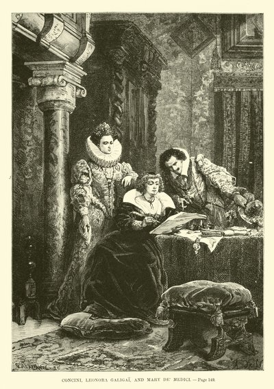 Concini, Leonora Galigai og Mary de Medici af French School