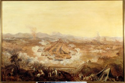 Erobring af Algeriet: "" Slaget ved Isly den 16/08/1844, der stiller marokkanerne, der støtter Abd el Kader, for franskmændene"" Maleri af den franske skole. 1844 Paris, Musee de l