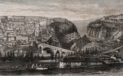 Constantine (Algeriet) - indgravering i "" La France illustree: geografi, historie, statistisk administration"" af V.A. Malt-brun. 1884 af French School