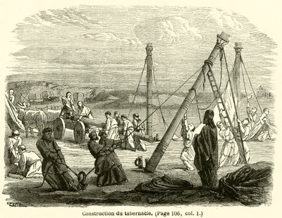 Construction du tabernacle (gravering) af French School