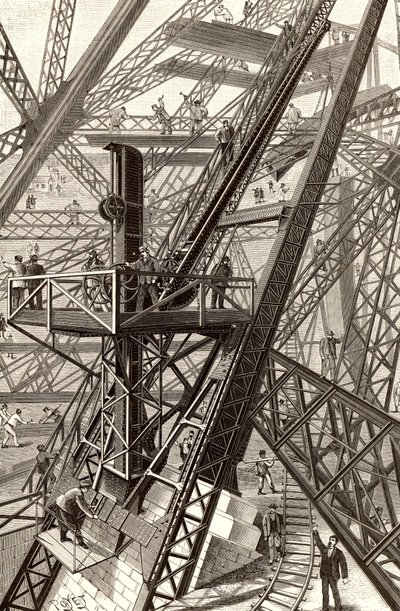 Opførelse af Eiffeltårnet, Paris af French School