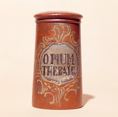 Beholder til Thebaic Opium (malet træ) af French School