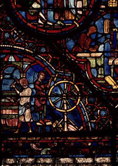 Bødkere på arbejde, detaljer fra Life of St. Julian the Hospitaller vinduet i det nordlige ambulatorium af French School