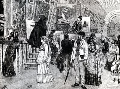 Kopister i Grande Galerie of Louvre, ca. 1880 af French School