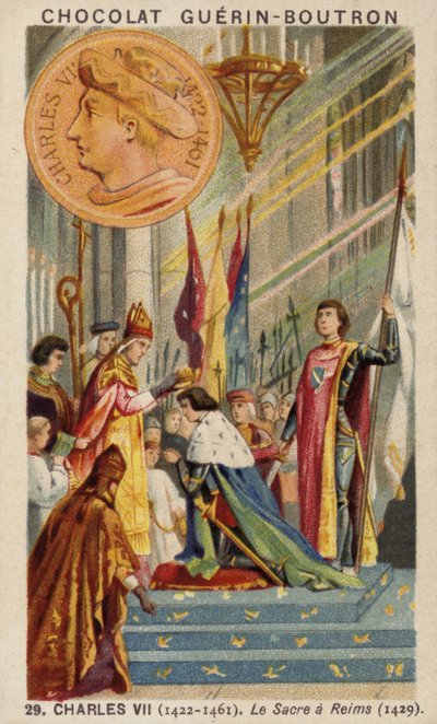 Kroningen af Charles VII af Frankrig i Reims af French School