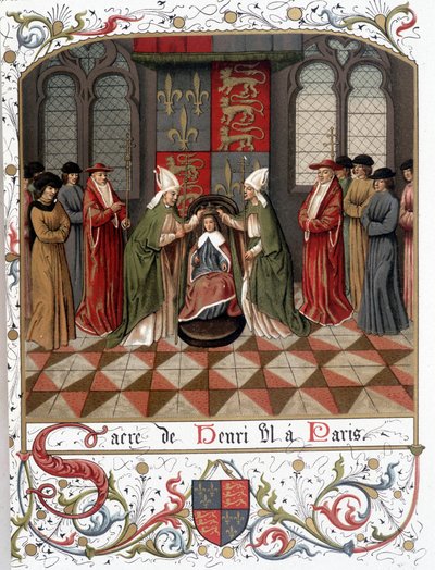 Kroning af Henrik VI i Paris i 1431 (vellum) af French School