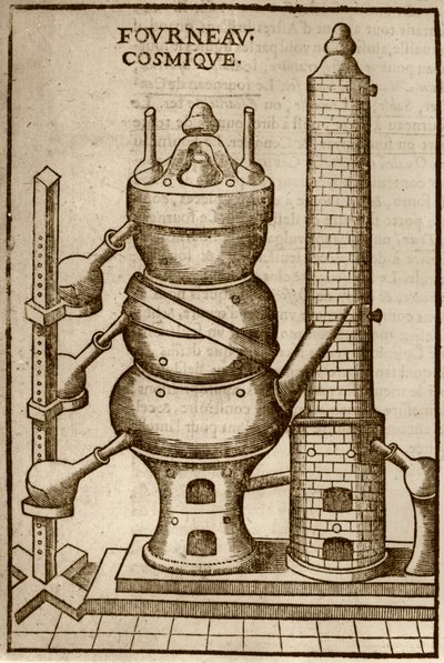 Cosmic Oven, fra La Theotechnie Ergocosmique af Annibal Barlet (1653) illustreret i en magisk historie udgivet i slutningen af det 19. århundrede af French School