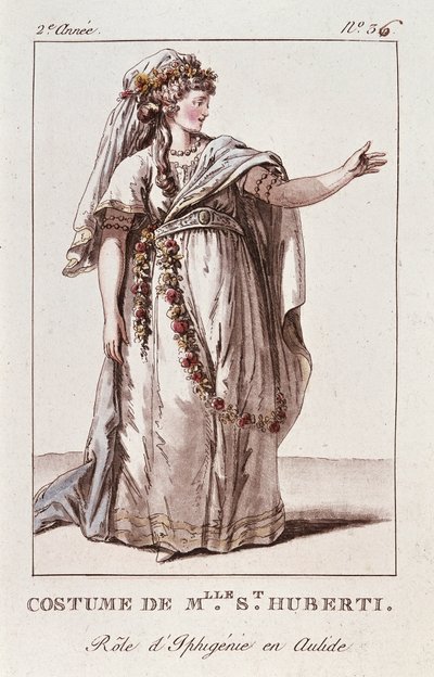 Frøken Hubertis kostume til rollen som Iphigenia i Aulide af Gluck af French School