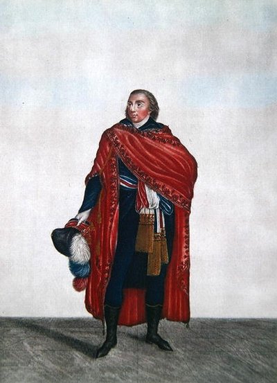 Kostume af en repræsentant for folket under Directoire-perioden, ca. 1797 (farvestik) af French School
