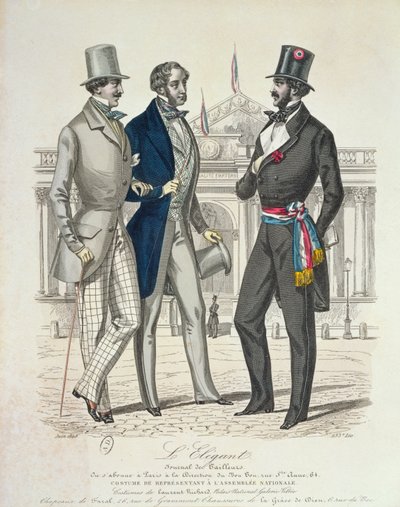 Deputéens kostume med den gamle nationalforsamling i baggrunden, 1848 af French School