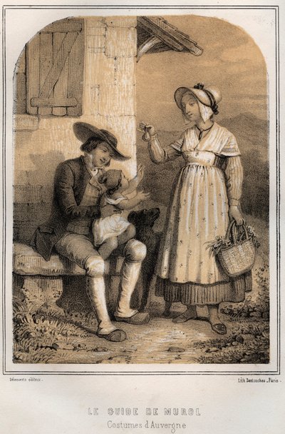 Kostumer fra Auvergne - Le guide de Murol - indgravering i "" Min onkels aftenminder og rejsehistorier" af MORING MICHEL - Slutningen af ​​1800-tallet af French School