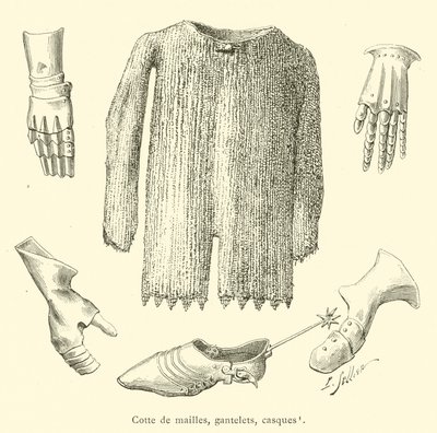 Ringbrynje, handsker, hjelme (gravering) af French School