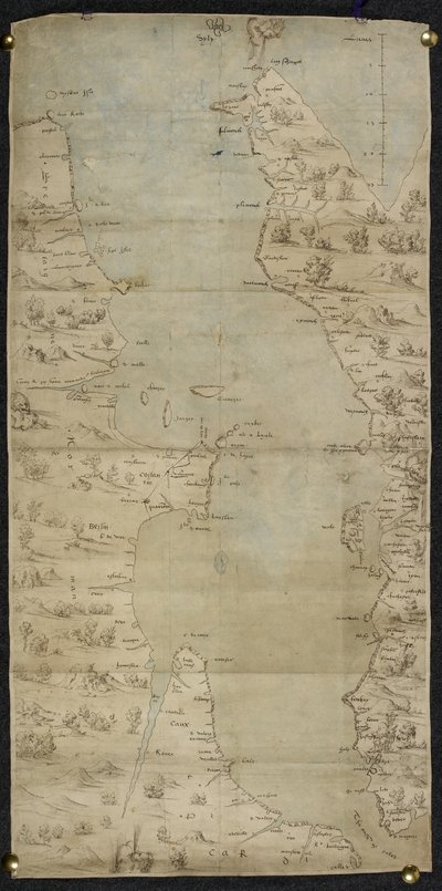 Bomuld Augustus I ii f.65 Kort over Den Engelske Kanal (den engelske sydkyst og den franske nordkyst) af Jean Rotz af French School