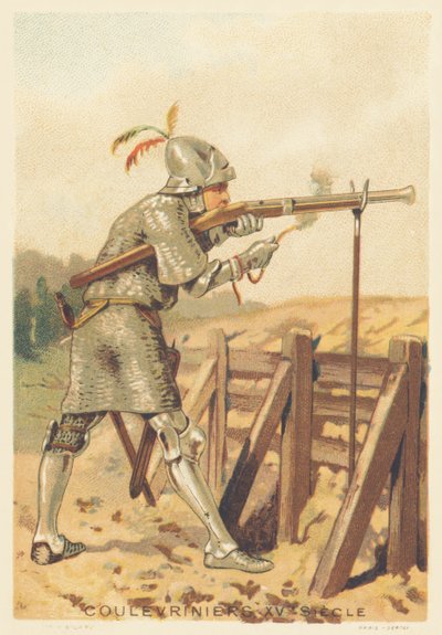 Coulevrinier i det 15. århundrede (Krigsmand, til fods eller til hest, slangens våben i hånden) af French School