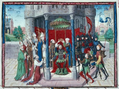 Grev Jean de Brienne, miniature fra "Les chroniques de Jherusalem abregies", ca. 1450 (tempera på pergament) af French School