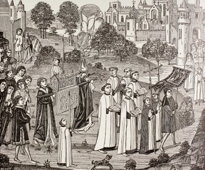 Grev Renier bærer liget af Saint Veronica til St. Waudru-kirken i Mons, fra 