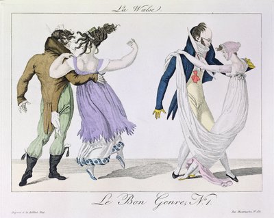 Par danser valsen, fra Le Bon-genren, ca. 1810 af French School